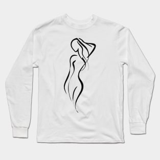 Stick figure woman in black ink Long Sleeve T-Shirt